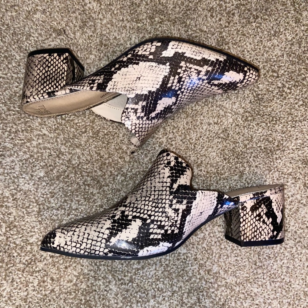 Snakeskin Heel Mules